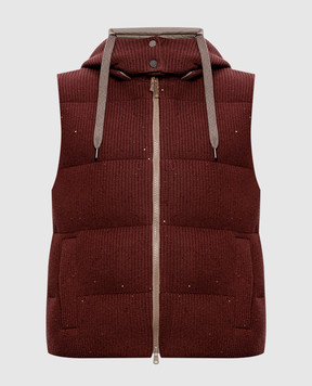 Brunello Cucinelli Burgundy vest with sequins M0DVT2142