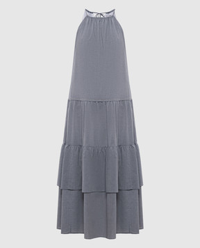 Peserico Gray maxi dress with ruffles S0223702683