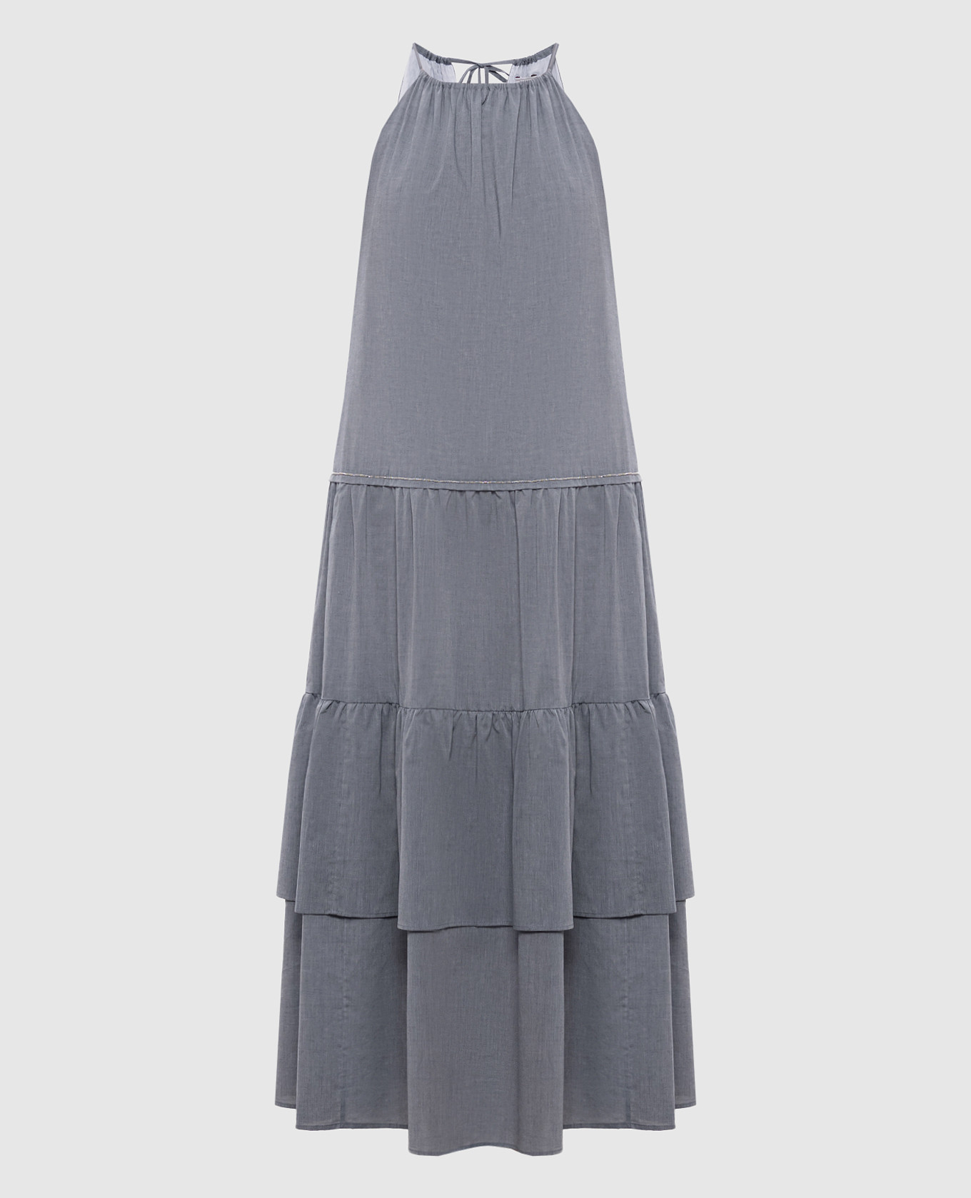 Gray maxi dress with ruffles Peserico