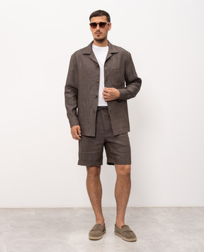 Canali Brown linen shirt AE0595831023