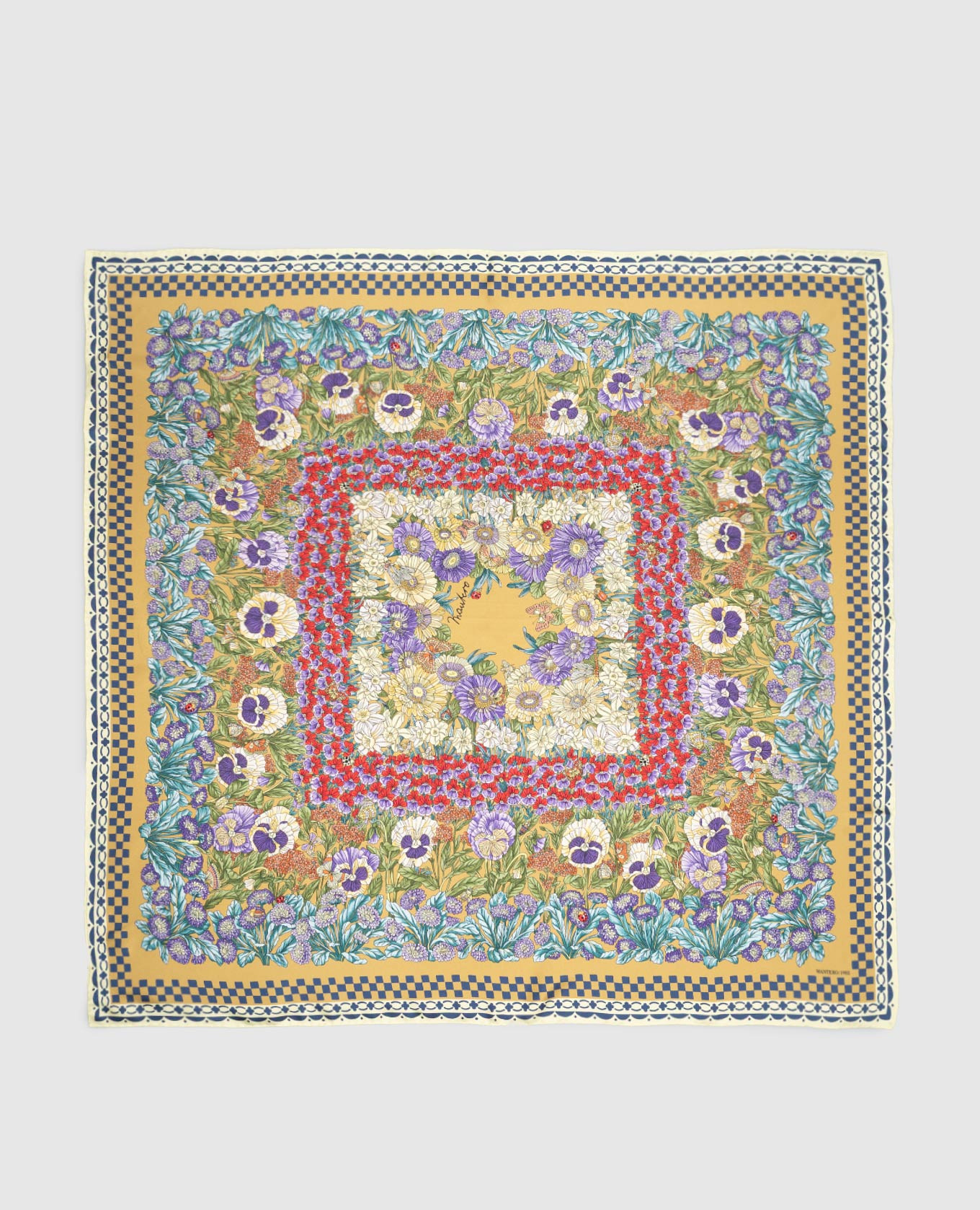 Brown silk scarf with floral print