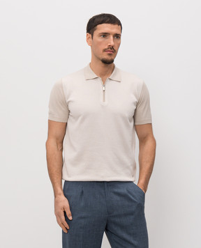 Enrico Mandelli Beige polo shirt with patterned silk 1K024A5703