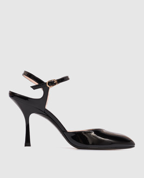 Stuart Weitzman Madison black patent leather slingbacks SN675