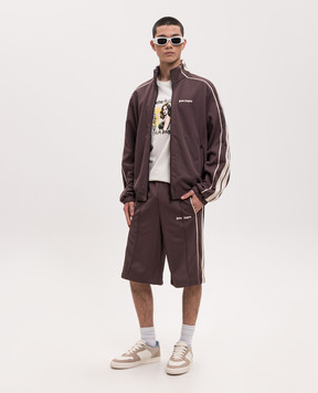 Palm Angels Brown shorts with logo print PMCL00CS26FAB001