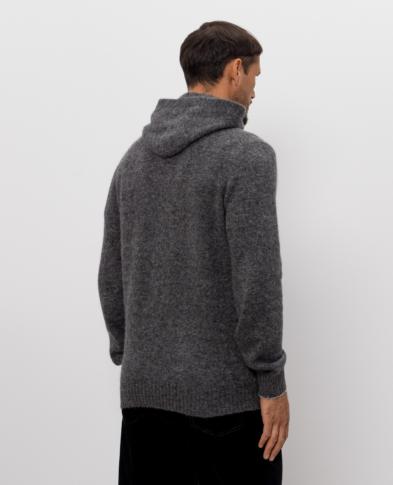 Grey alpaca and cashmere hooded sweater Brunello Cucinelli 4