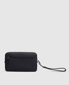 Stefano Ricci Blue leather clutch with emblem PP365UMR