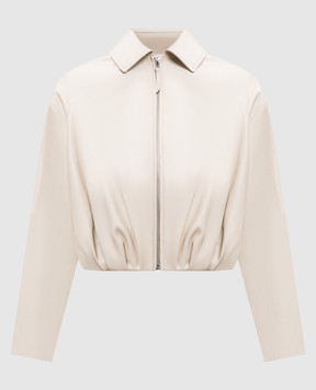 Babe Pay Pls Beige leather cropped jacket with drape 2530NATUREL