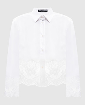 Dolce&Gabbana White blouse with lace F5Q65TFUEEE
