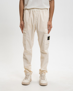 Stone Island Beige joggers with logo patch L1S153100031S0A10
