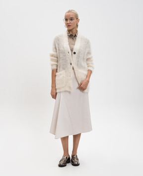 Brunello Cucinelli White wool and silk cardigan MLD346106