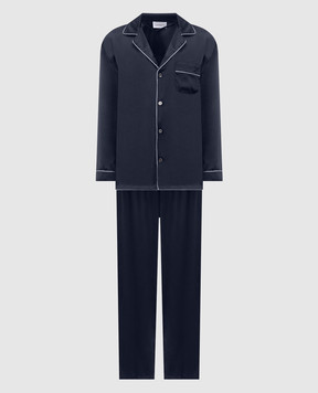Zimmerli Blue silk pajamas 600075130447