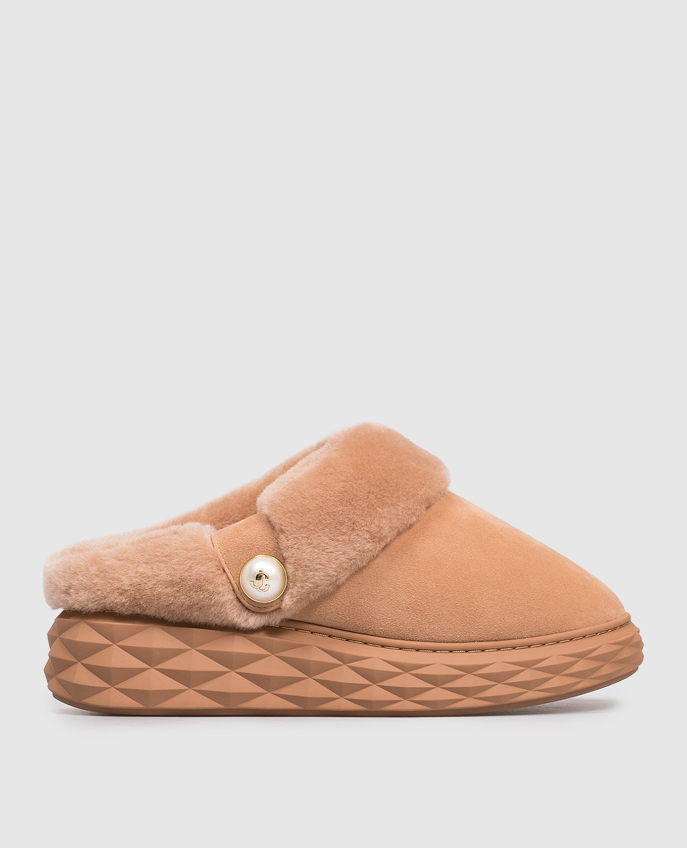 

Beige suede Diamond Maxi mules with fur Jimmy Choo