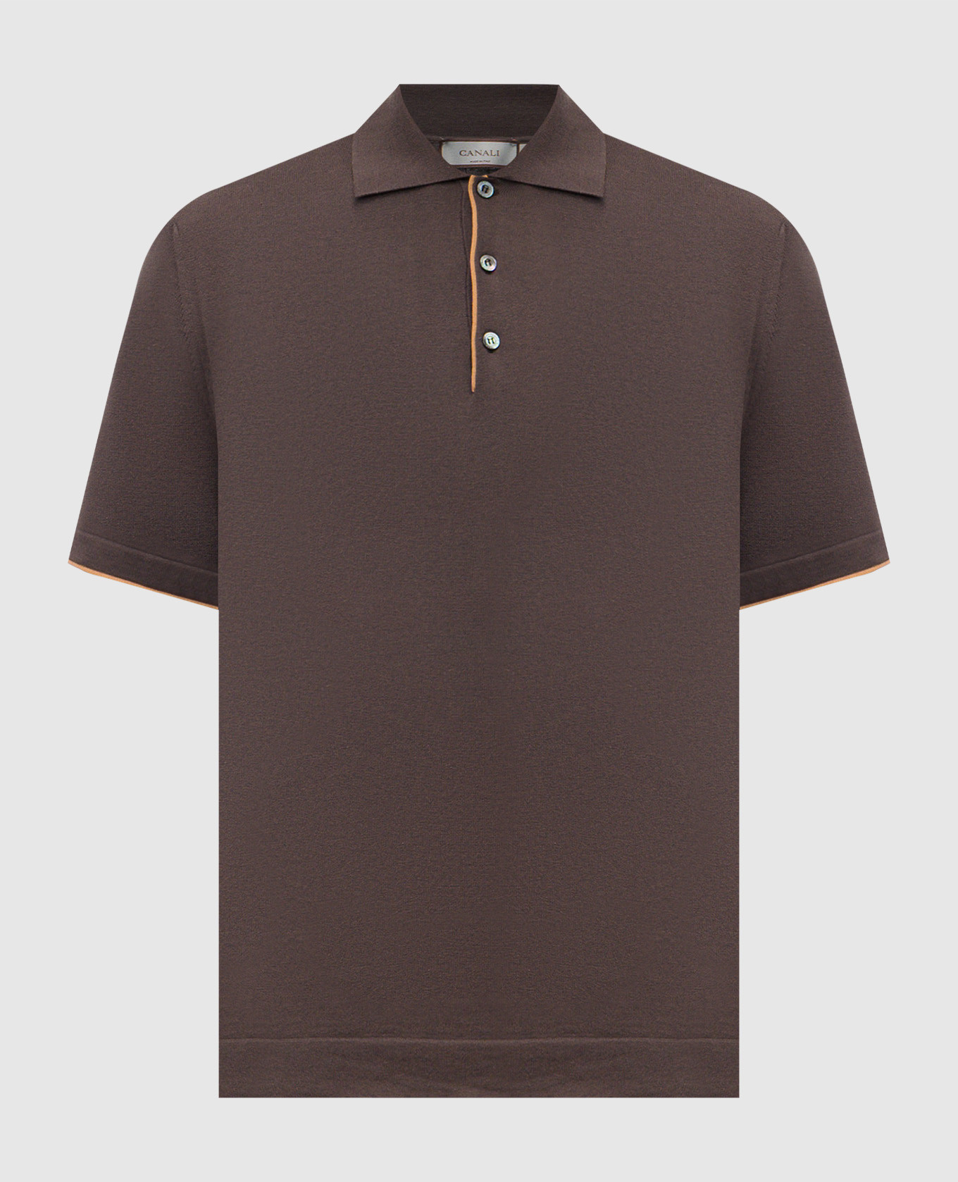 

Brown silk polo shirt Canali
