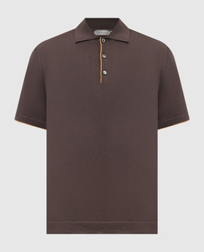Canali Brown silk polo shirt MK02465C1198
