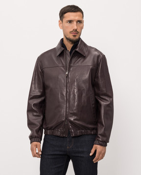 Canali Burgundy leather jacket LE00331O70533