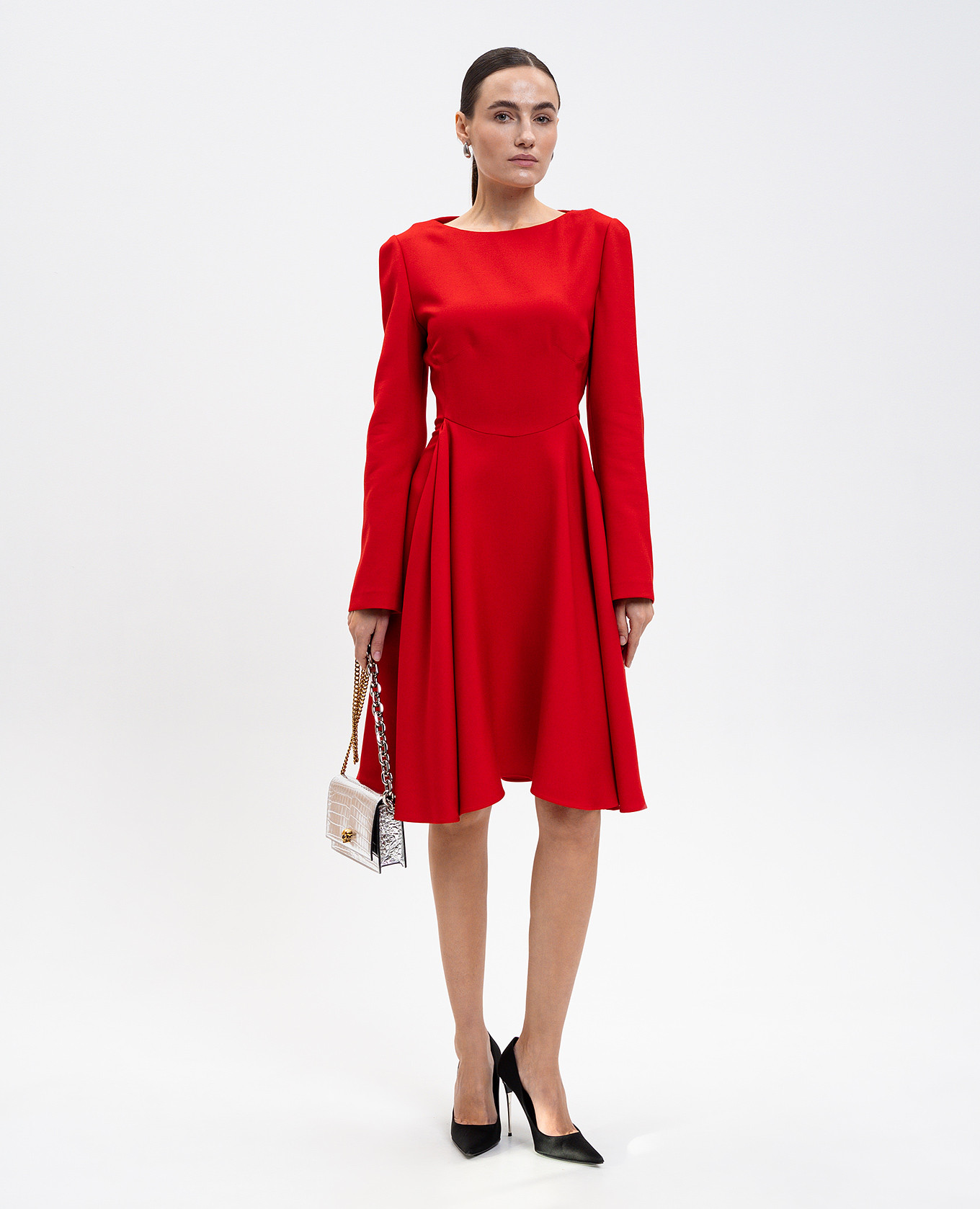 Red wool and silk dress Alexander McQueen 2