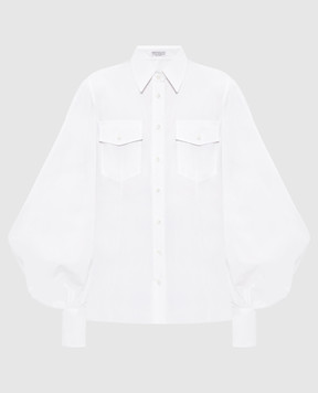 Brunello Cucinelli White shirt with a monil chain M0091NM906