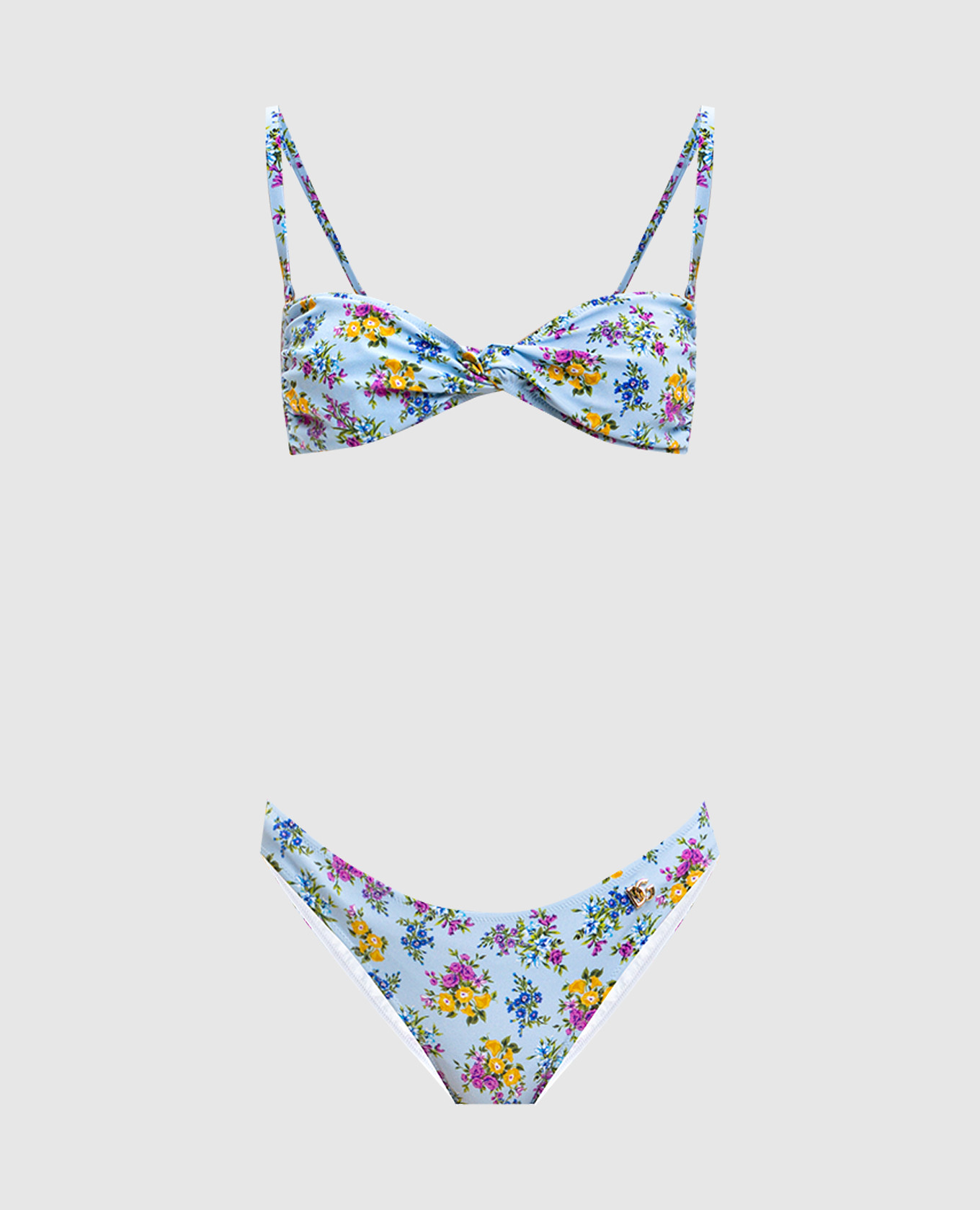 

Blue floral print swimsuit with monogram Dolce&Gabbana, Light blue