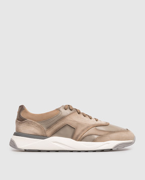 Santoni Brown suede sneakers with logo MBIM22112BGRTSBB