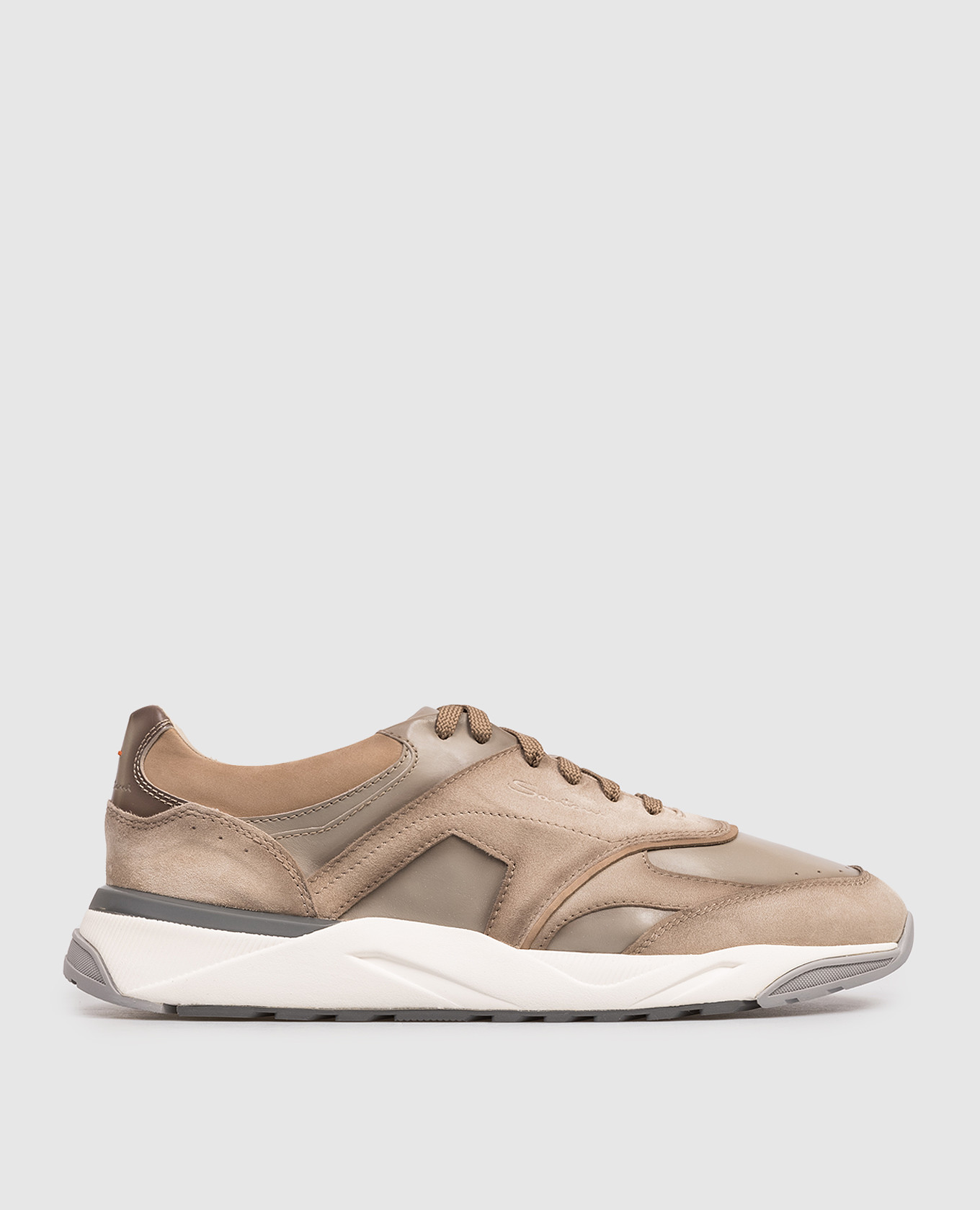 

Brown suede sneakers with logo Santoni