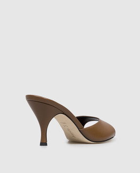 Aeyde Samia brown leather mules HS0693001222126