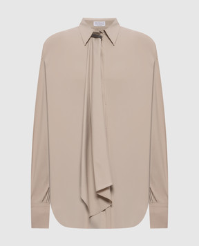 Brunello Cucinelli Beige shirt with ribbon MP091M2F06