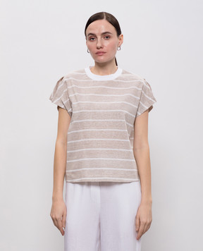 Peserico Beige striped linen top S06416J003028