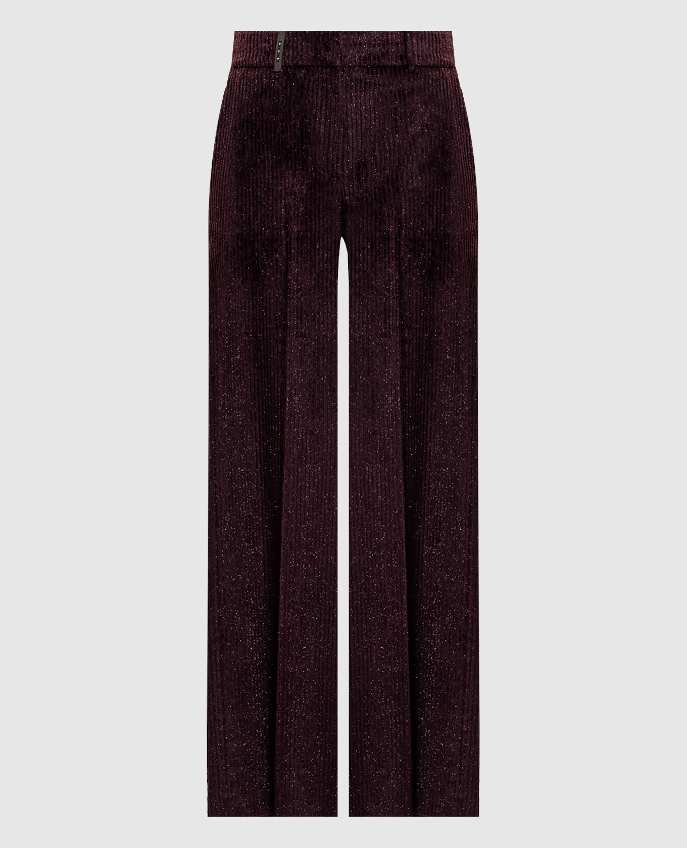 Burgundy corduroy pants with lurex