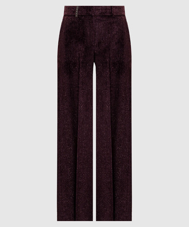 Burgundy corduroy pants with lurex