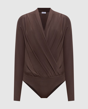 Brunello Cucinelli Brown silk bodysuit MB993ED612