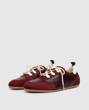 Babe Pay Pls Burgundy leather sneakers with beads NICKY