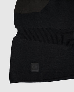 C.P. Company Metropolis Black wool buff with textured logo LAC053A110912A
