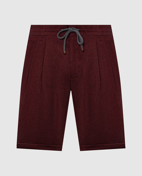 Brunello Cucinelli Burgundy linen and wool shorts MZ408U0020