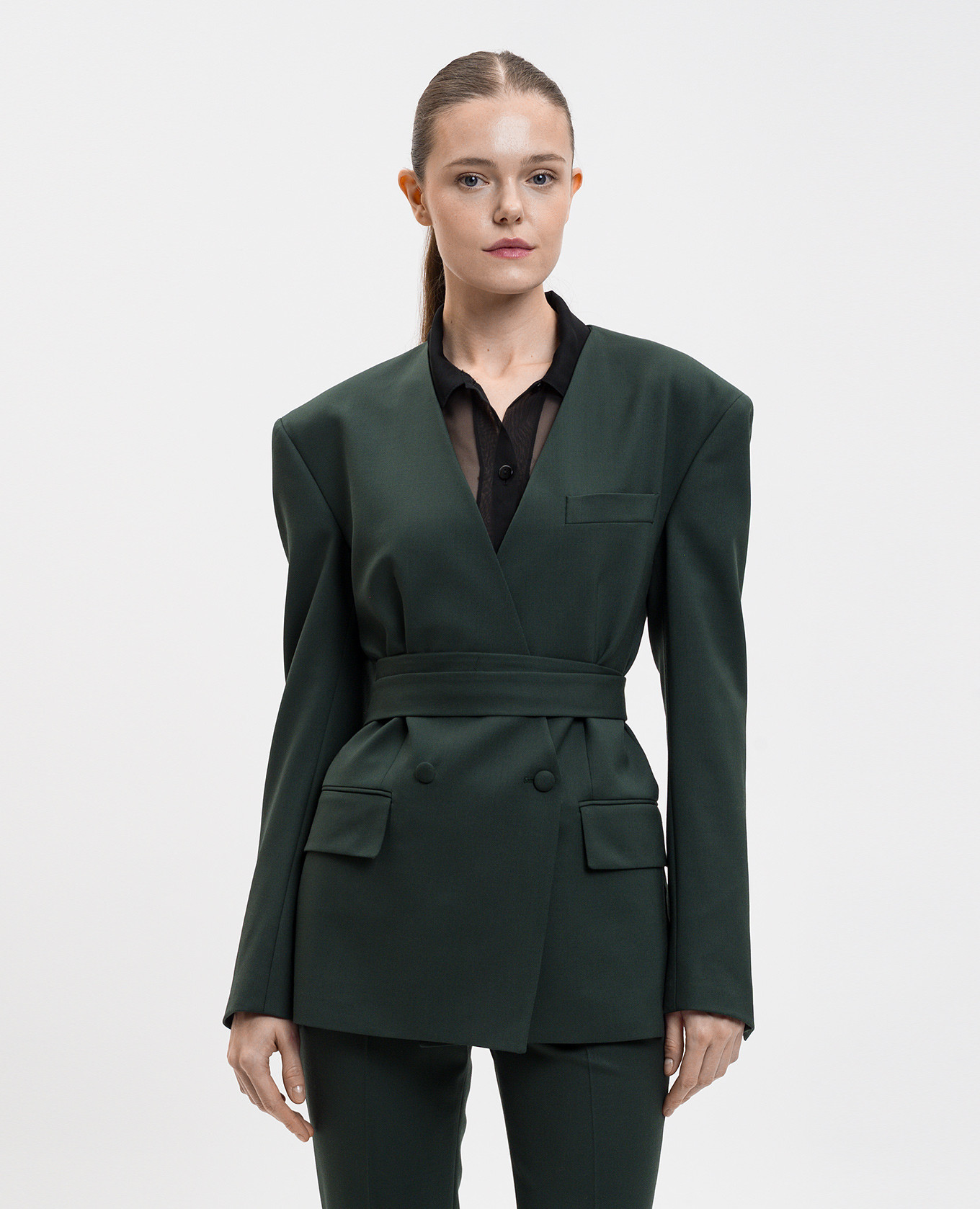 Green double-breasted wool jacket Jacob Lee 3