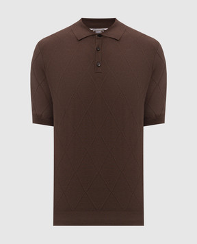 Peserico Brown polo shirt with geometric pattern R59489F149173Q