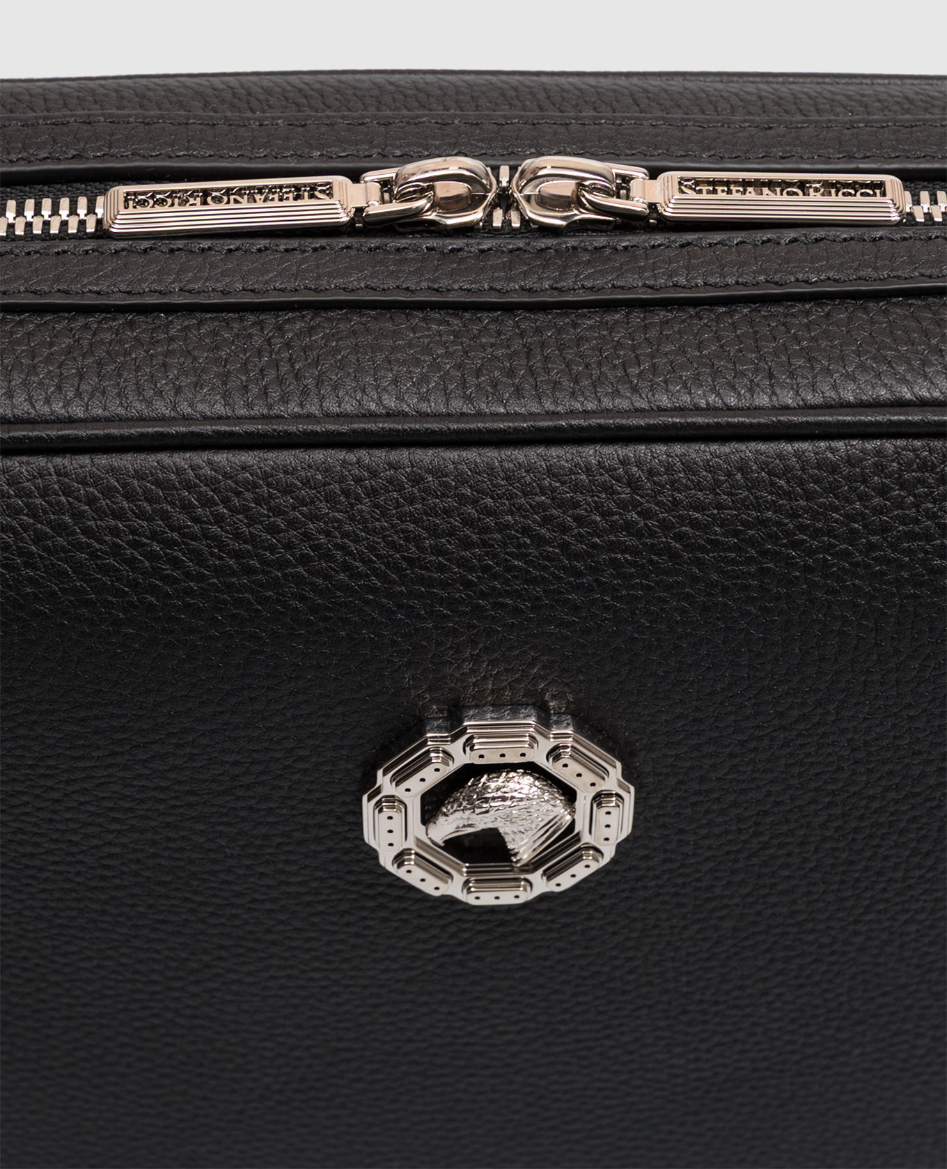 Black leather bag with emblem Stefano Ricci 4