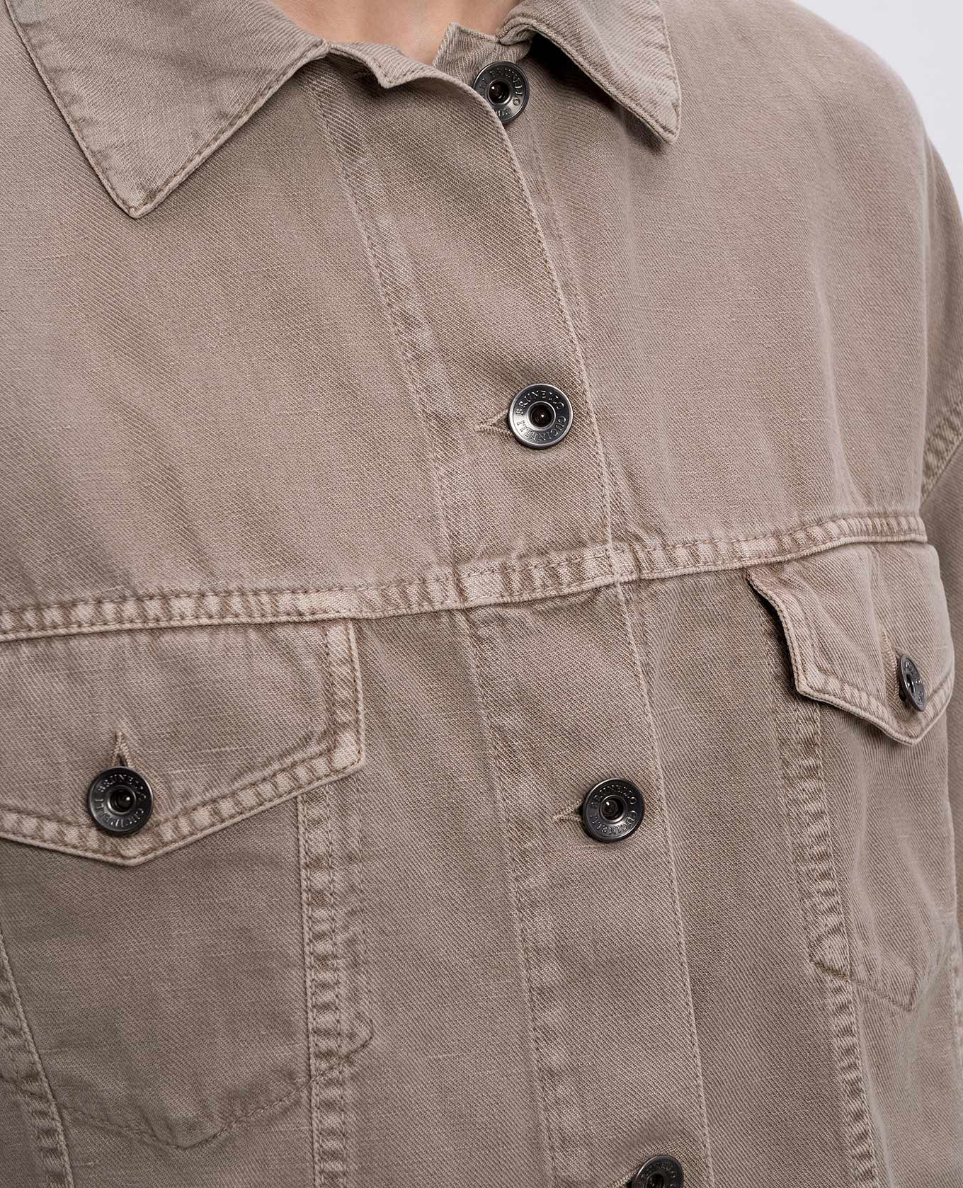 

Brown denim jacket with linen Brunello Cucinelli