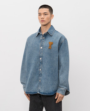 Ami Paris Ami de Coeur Blue Denim Shirt Jacket UJK897DE0046m