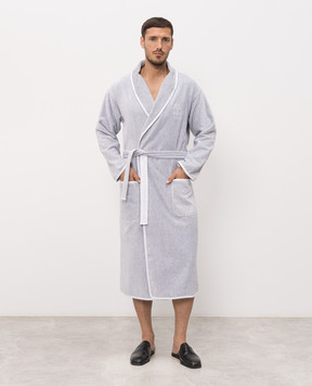 Brunello Cucinelli Grey terry robe with embroidered emblem MLB925152