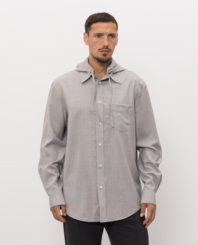 Bottega Veneta Gray wool shirt with removable hood 871162V6O60