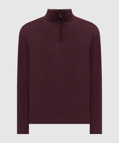 Burgunderfarbener Wollpullover
