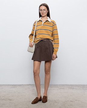 Sporty & Rich Blondie brown striped long-sleeve polo shirt TO00883326BE37