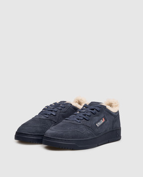 AUTRY MEDALIST blue suede sneakers with fur AUXMOH07