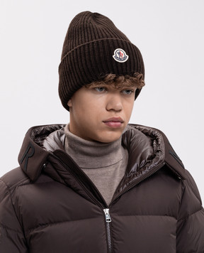 Moncler Brown wool and cashmere hat L20913B00087M1127