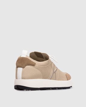 Kiton Beige sneakers with monogram embroidery USSA031N01217