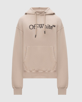 Off-White Beige hoodie with textured logo 44MBB12NF26F004