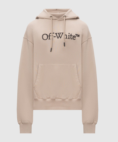 Beige hoodie with textured logo
