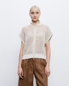 Brunello Cucinelli Beige openwork vest with sequins MDV762136