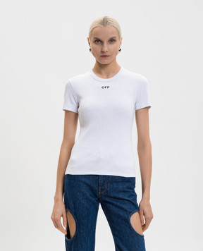 Off-White White ribbed T-shirt with logo 2AA065C99JER005