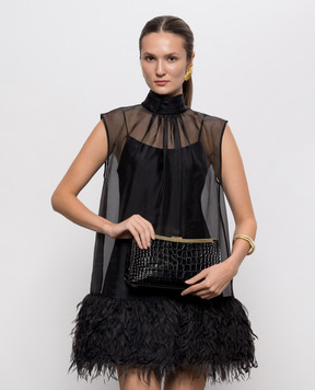 Simkhai Solange black leather clutch 526H483CRC